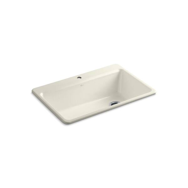 KOHLER Riverby 33 in. x 22 in. x 9-5/8 in. Cast Iron Top-Mount Large/Medium Double-Bowl Kitchen Sink in White