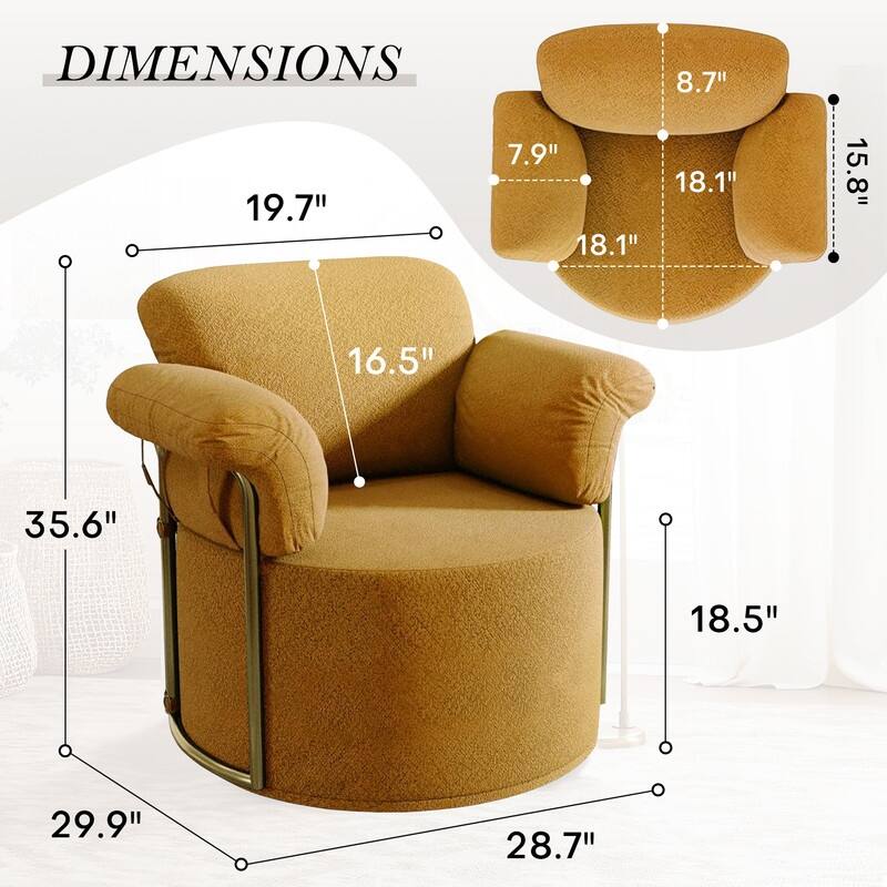 Modern Swivel Boucle Accent Chair Lounge Chair with Gold Metal Base