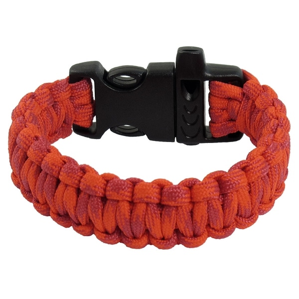 Unique Bargains Whistle Plastic Buckle Red Amaranth Nylon Survival Bracelet