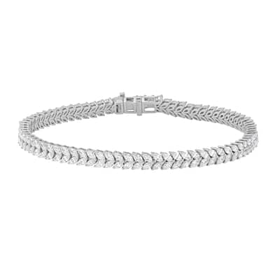 Auriya 14K Gold Lab Grown Chevrone Marquise Diamond Tennis Bracelet 4 1/4 ct. tw. (F-G VS) - N/A