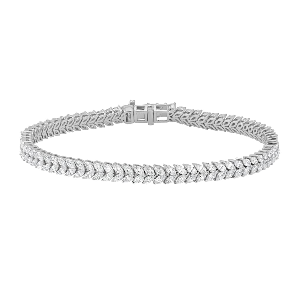 Auriya 14K Gold Lab Grown Chevrone Marquise Diamond Tennis Bracelet 4 1/4 ct. tw. (F-G VS) - N/A