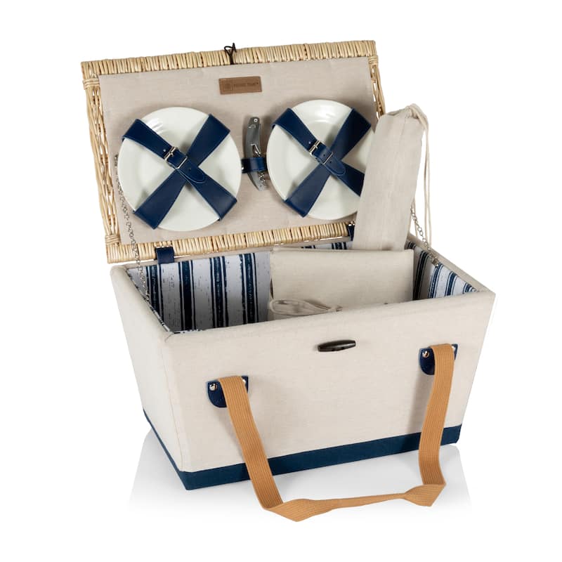 Picnic Time Boardwalk Picnic Basket for 4, (Beige)