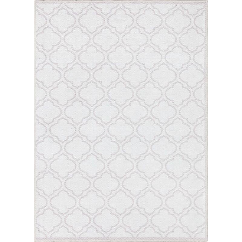 Well Woven Apollo Lattice Moroccan Machine Washable Area Rug - 7' 7" x 9' 10" - Ivory - Rectangle