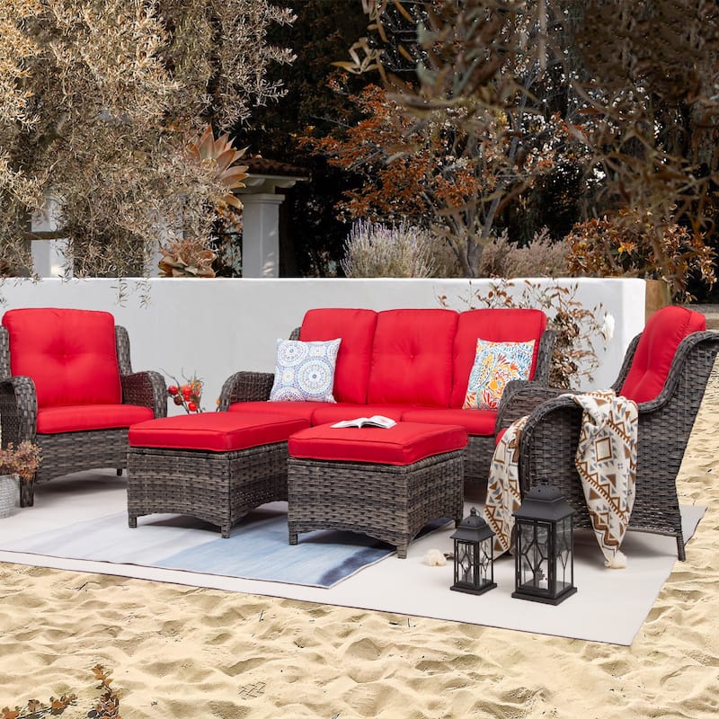 Cozywor 5-Piece Wicker Outdoor Patio Conversation Set