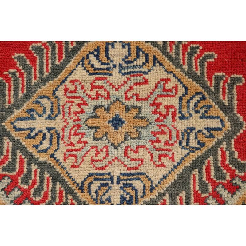 Kazak Accent Rug Handmade Traditional Red Wool Carpet - 3'2" x 4'11"
