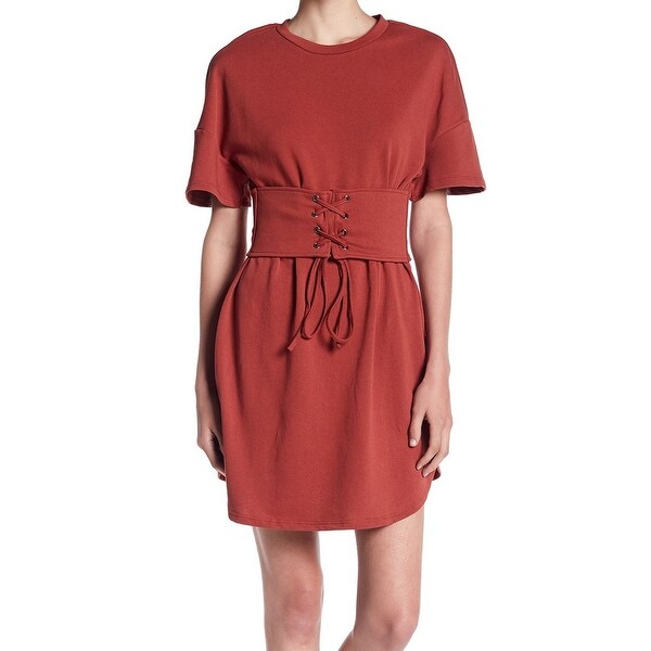 Soprano Burnt Womens Corset-Waist T-Shirt Dress