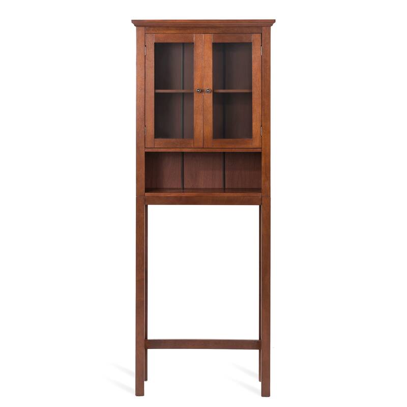 Glitzhome 5.8FT Espresso/ Walnut Bathroom Storage Cabinet Spacesaver Organizer