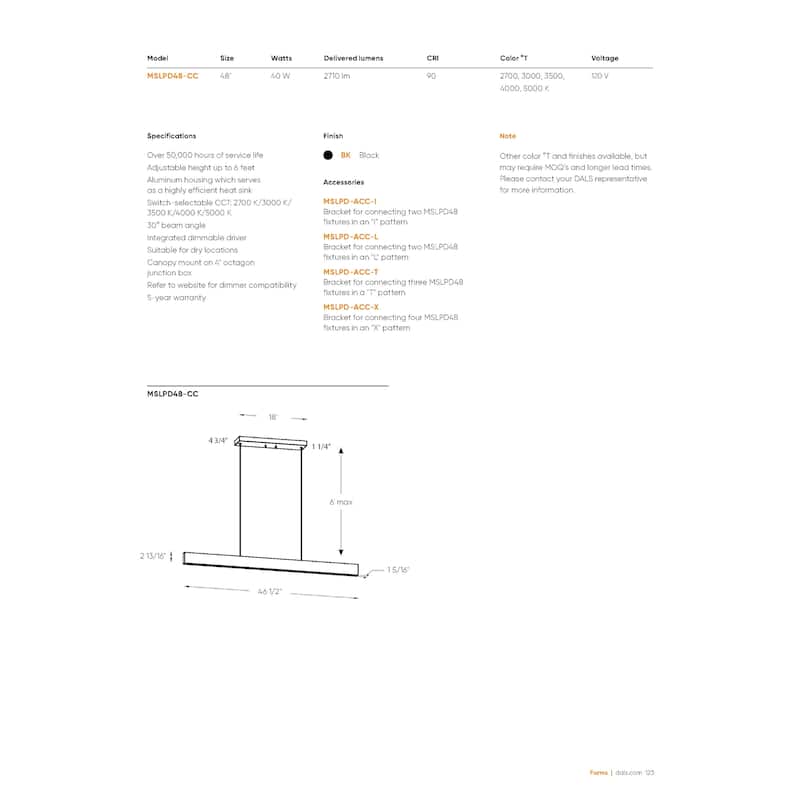Pinpoint 48 Microspot LED Linear CCT Pendant Light