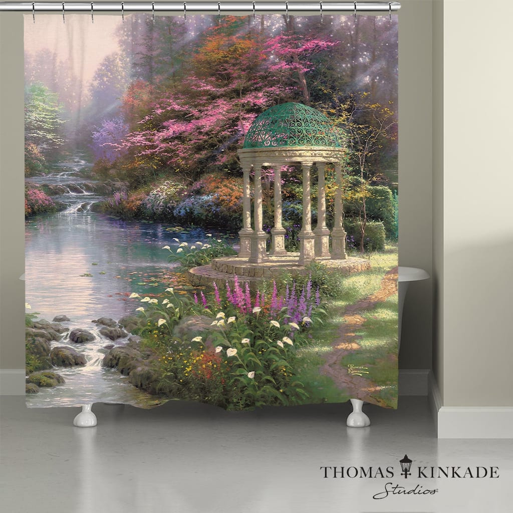 Thomas Kinkade The Garden of Prayer Shower Curtain by Laural Home