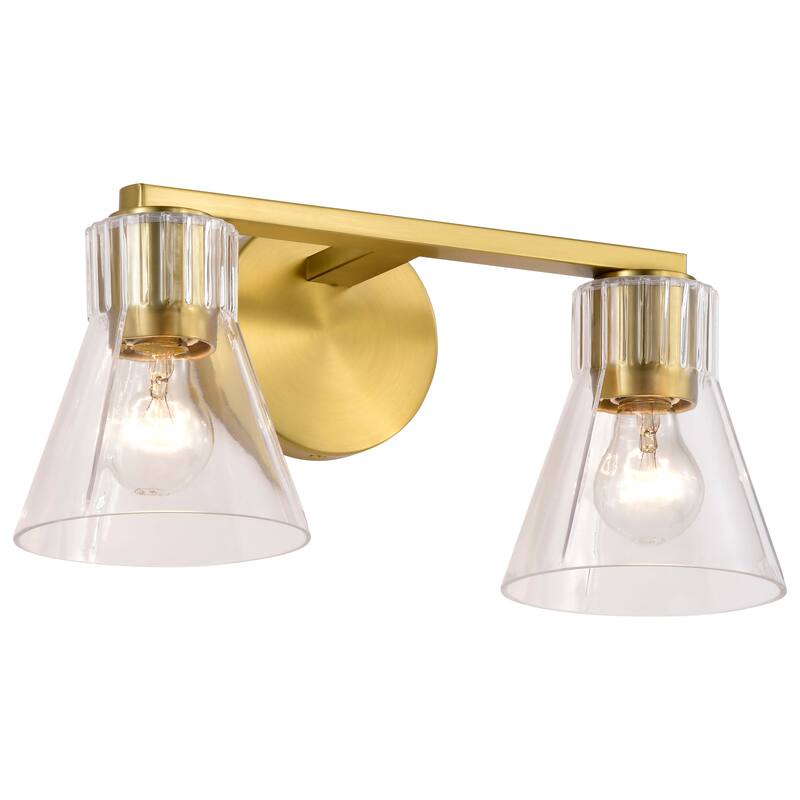 Gianna 2 Light Vanity Vintage Brass Finish Clear Glass - Vintage Brass