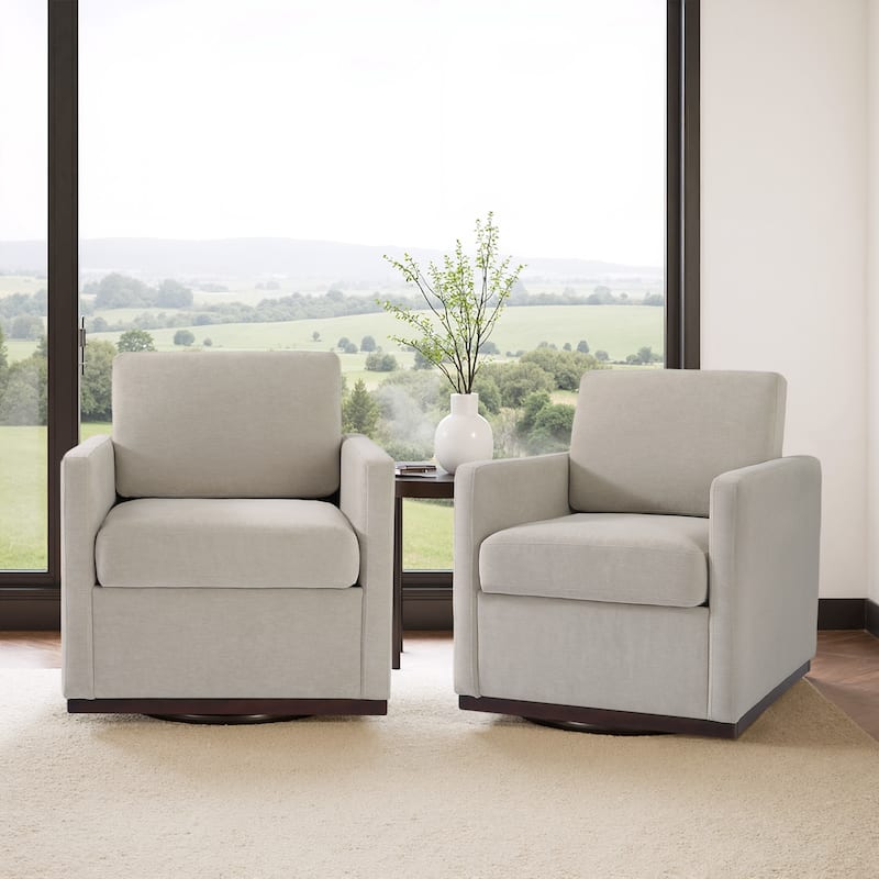 Cozy Swivel Armchair 360°Rotating Base Accent Chair Set of 2 - Sand