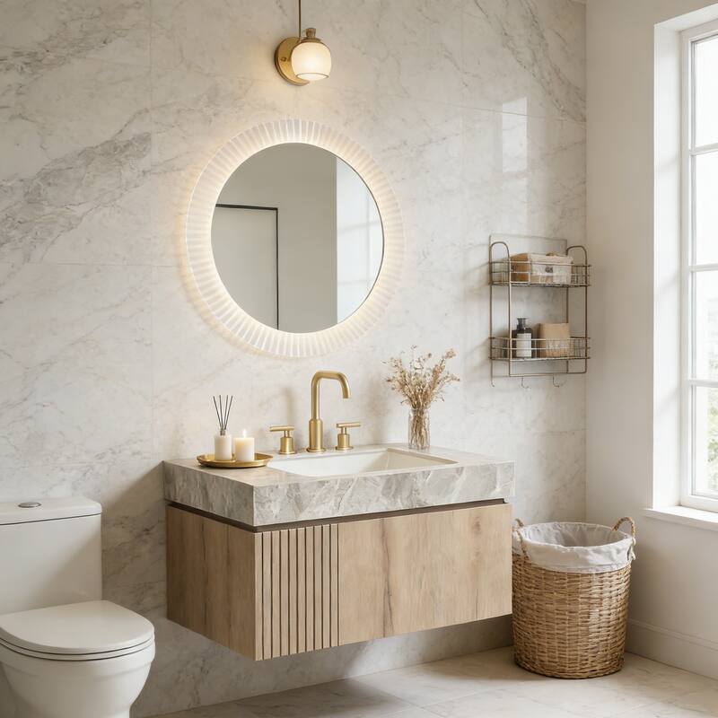 Floating Bathroom Vanity with 3 Pre-drilled Faucet Holes