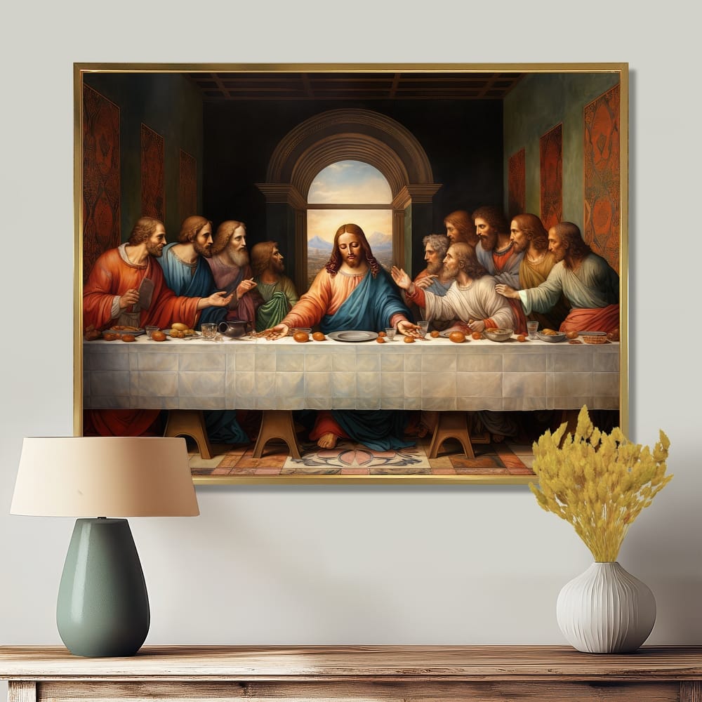 Designart "Masterpiece The Last Supper Of Today" Spiritual Framed Wall Decor