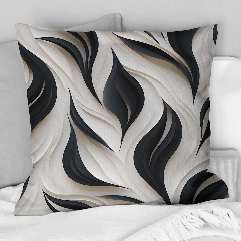 Designart "White And Black Minimalist Elegance I" Striped Printed Throw Pillow - 16 x 16