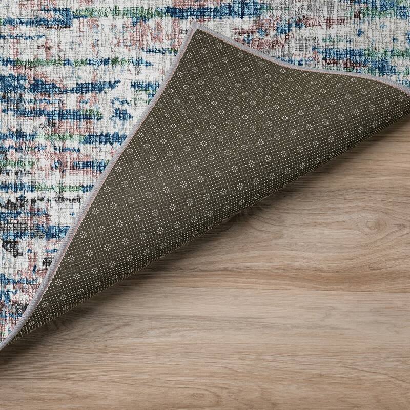Indoor/ Outdoor Accord Modern Brushstrokes Polyester Washable Rug New