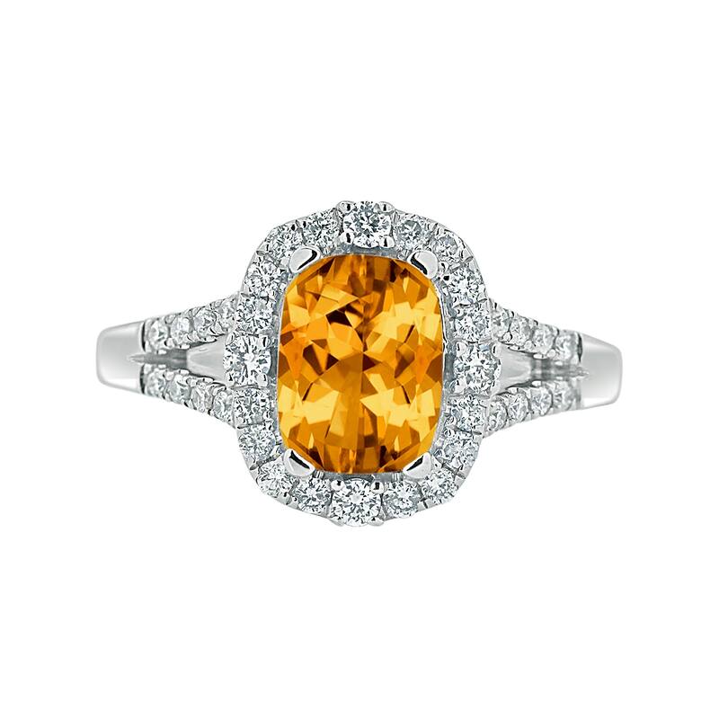 Auriya 1 3/4ct Cushion-cut Citrine Halo Diamond Engagement Ring 3/8cttw 14k Gold