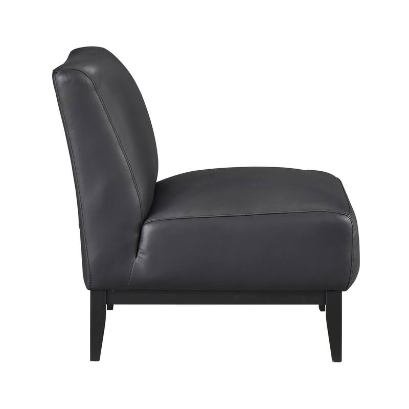Hayes 28.5" Leather Accent Chair - Black Finish Solid Wood Legs