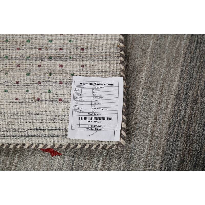 Striped Tribal Gabbeh Oriental Area Rug Handmade Wool Carpet - 5'9"x 8'2"