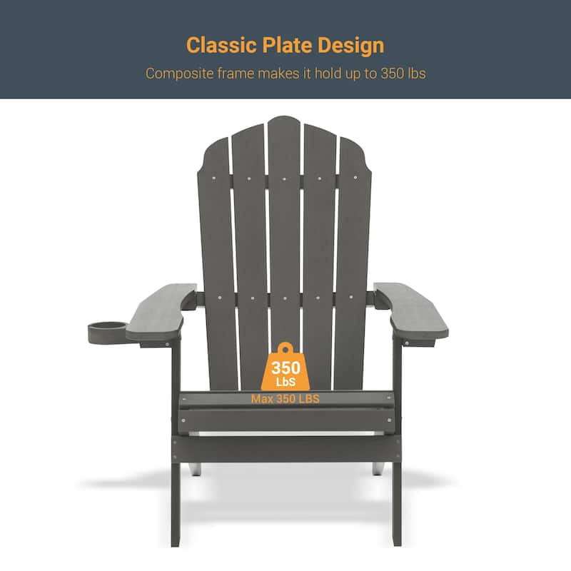 LIVOOSUN Outdoor Folding Adirondack Chair w/Cup Holder,Fire Pit Chairs