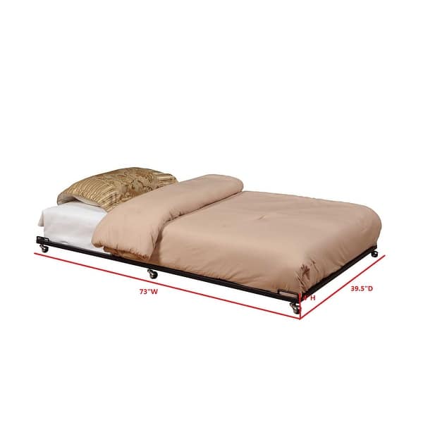 Twin Size Black Metal Roll Out Trundle Bed Frame for Daybed