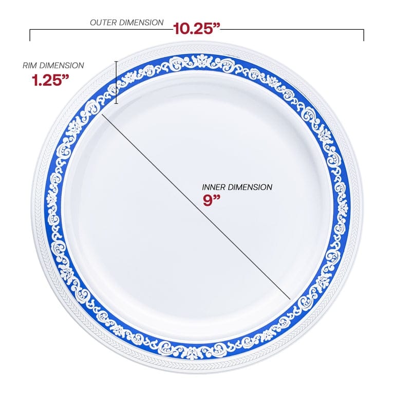 Shiny Royal Rim Disposable Plastic Plate Packs - Party Supplies