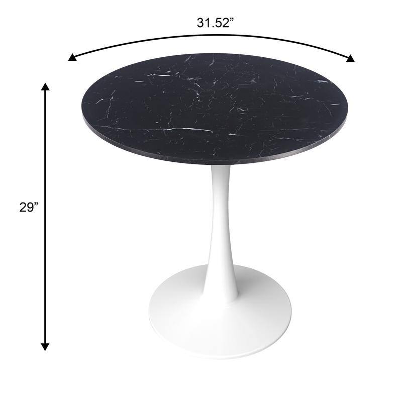 Bristol Modern Round Dining Table with Stain Resistant Solid Wood Top and White Pedestal Base for Home, Cafes and Restaurant