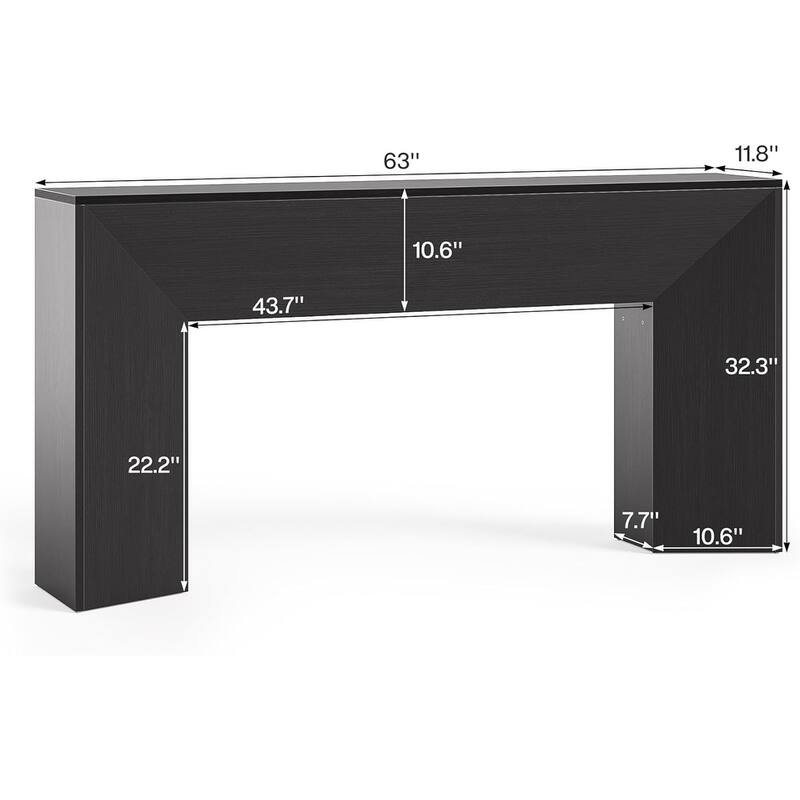 63" Black Modern Farmhouse Console Table, Extra Long Sofa Table Behind Couch for Entryway or Living Room