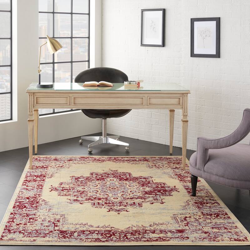 Nourison Grafix Distressed Vintage Medallion Area Rug