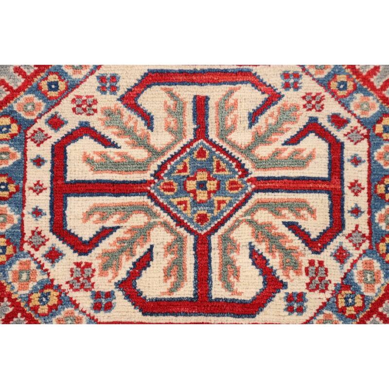 Kazak Oriental Area Rug Handmade Grey Wool Carpet - 3'10"x 5'11"