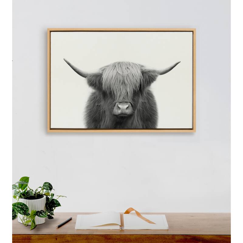Kate and Laurel Highland Cow Frame Canvas by The Creative Bunch Studio