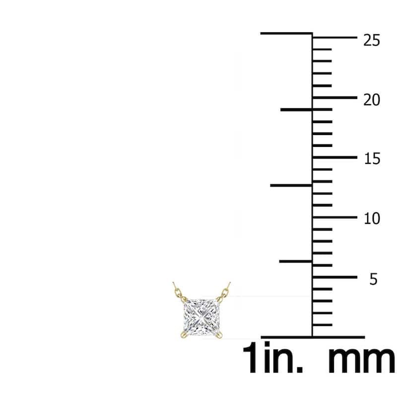 Marquee Lab Grown 1/4 Carat Floating Princess Cut Diamond Solitaire Pendant in 14K Yellow Gold