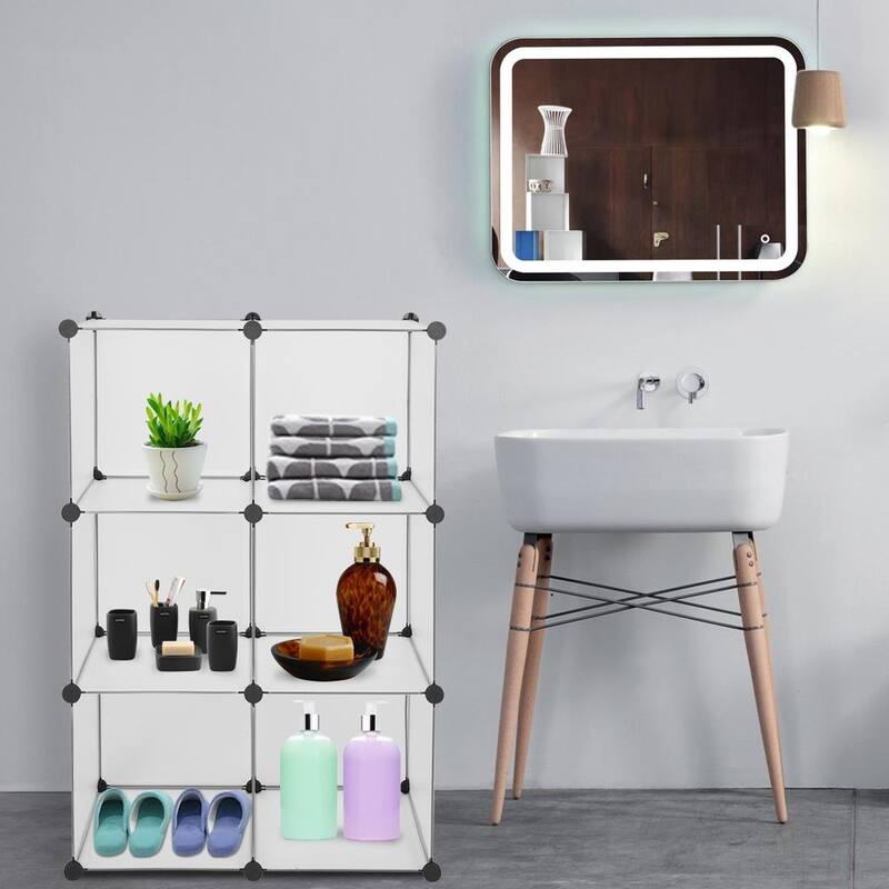 6-Cube Closet Organizer Storage Shelves Cubes Organizer DIY Closet Cabinet - 6Cube - White