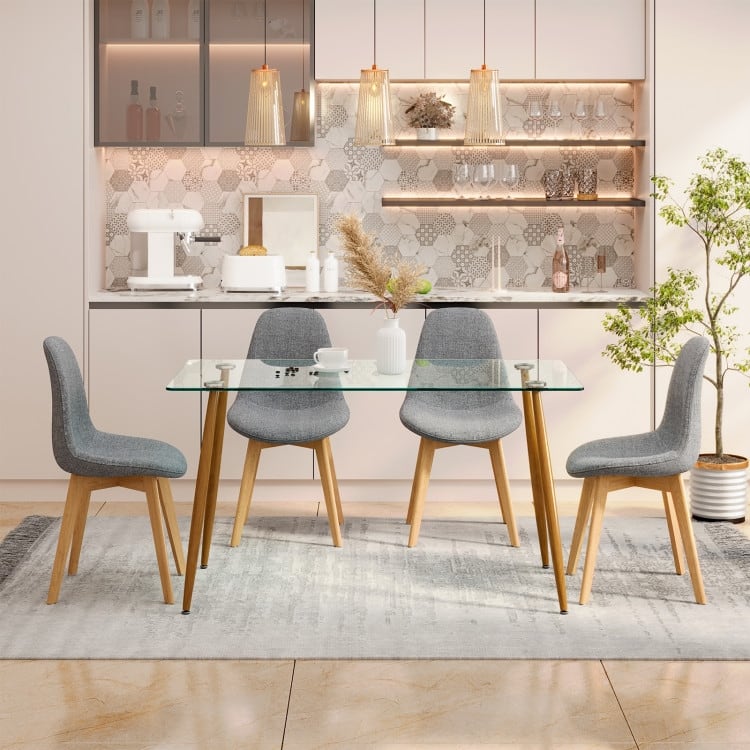 4Pcs Modern Dining Chair Set with Wood Legs and Fabric Cushion Seat - 20" x 18.5" x 33" (L x W x H)