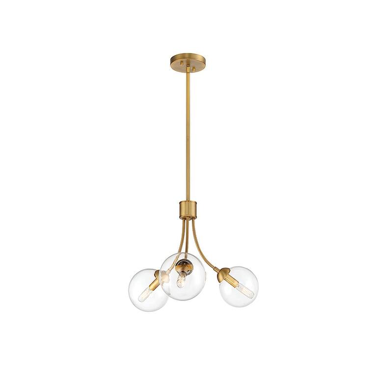 Trade Winds Lighting 3-Light Chandelier with Clear Glas Orb Shades