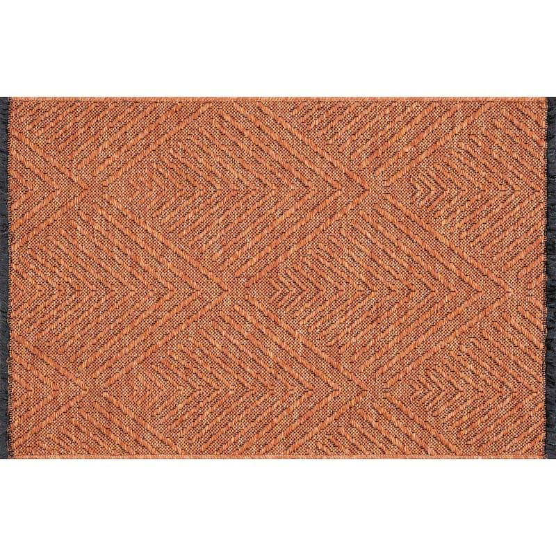 Alameda Solid Color Chevron Machine Washable Indoor Area Rug