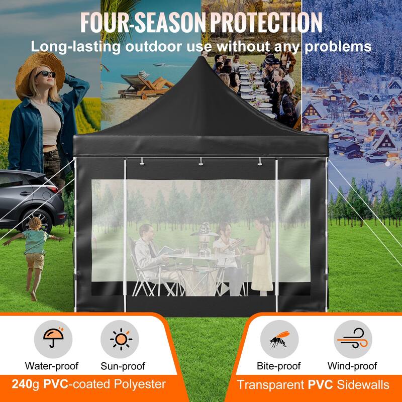 PVC Outdoor Patio Gazebo Tent with Sidewalls and Roller Bag