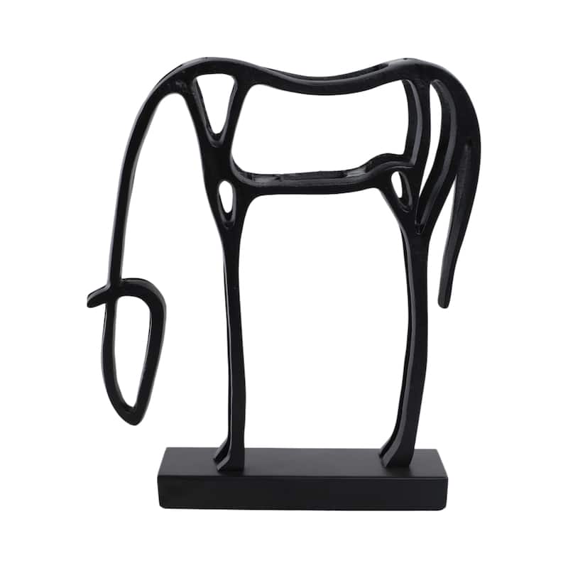 Metal Openwork Abstract Cut-out Horse Sculpture On Base - 15" Black - 13" x 3" x 15"