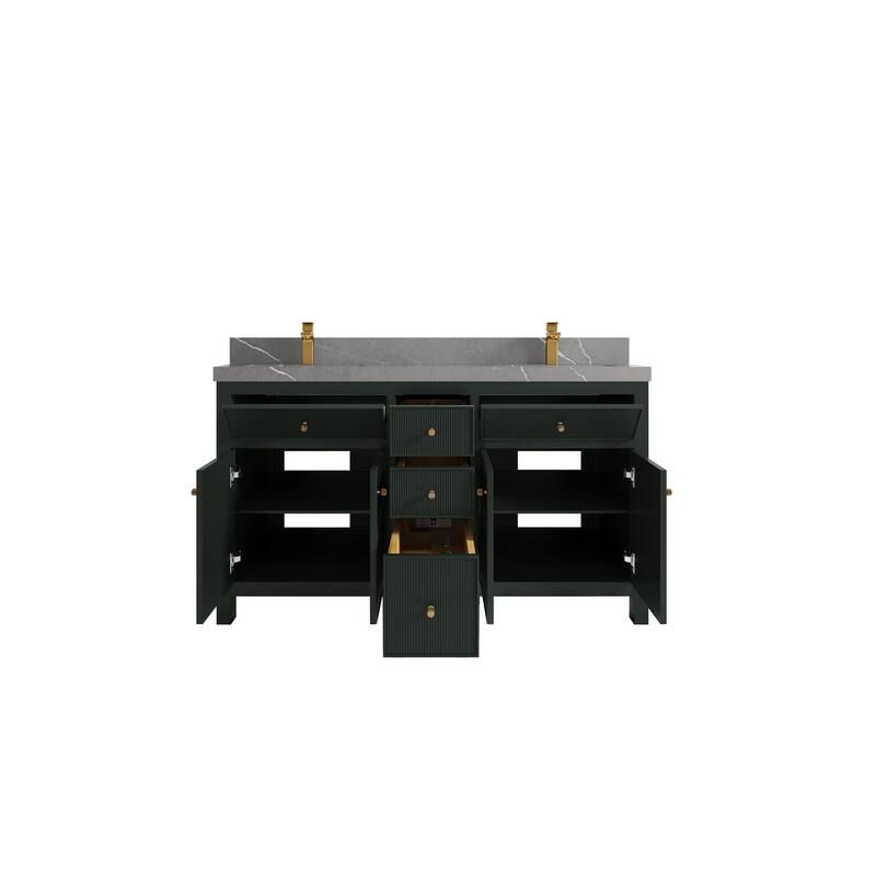 Willow Collections 60 in W x 22 in D Sonoma Free Standing Reeded Double Sink Bathroom Vanity with Countertop