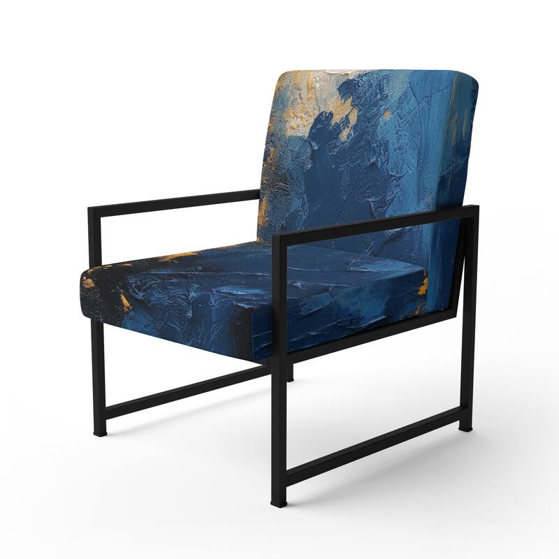 Designart "Blue and Yellow Intuitive Expressions I" Upholstered Abstract Accent Chair and Modern & Contemporary Arm Chair