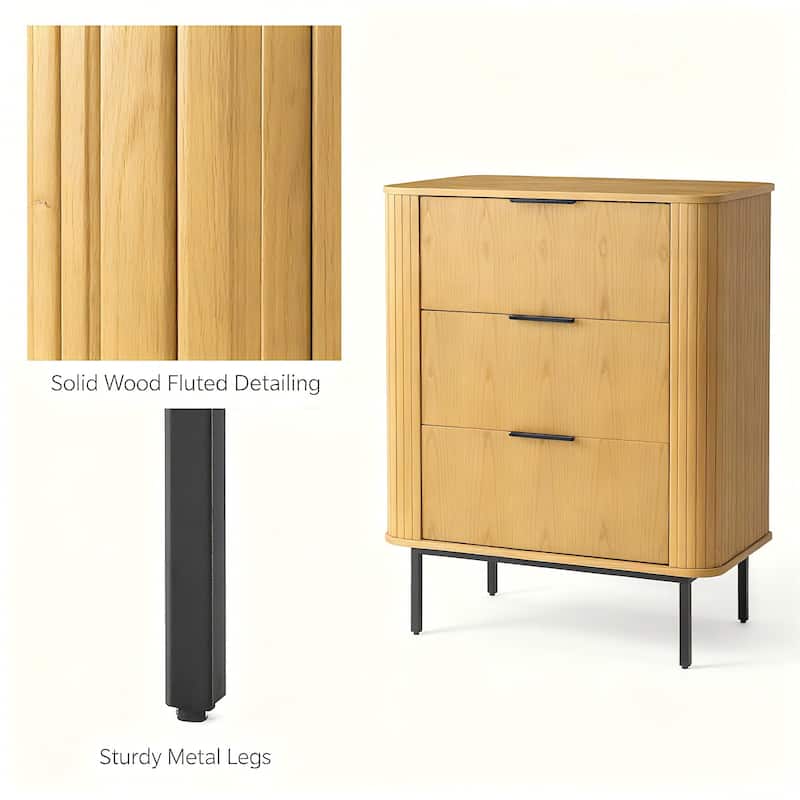 Modern 3 Drawers Wood Chest Storage Cabinet