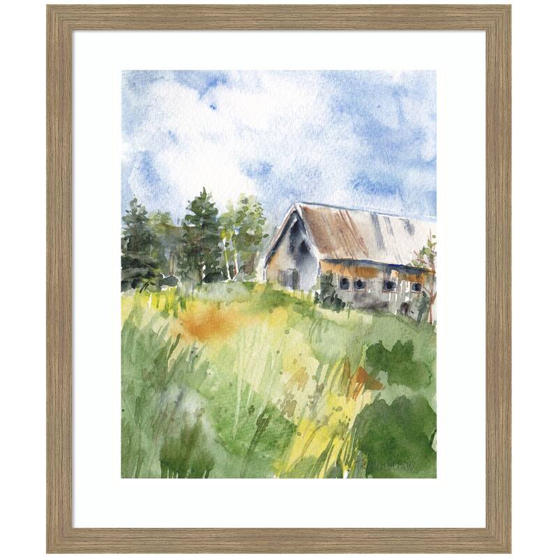 Kate and Laurel Framed Art Vermont Barn in Summer by Patricia Shaw - 22x26 - Brown
