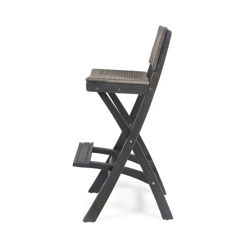 Polaris Outdoor 26" Square 3 Piece Wood and Wicker Bar Height Set by Christopher Knight Home
