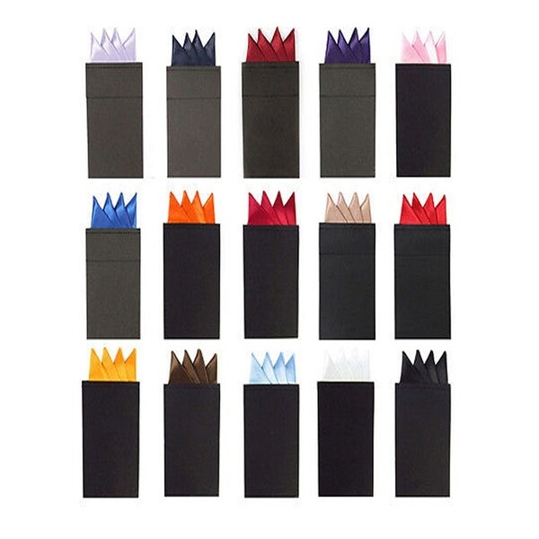 Men S Solid Color 4 Point Pre Folded Silk Pocket Squares On Card Regular