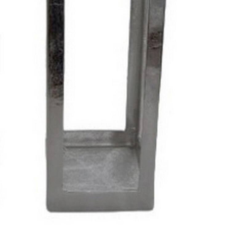 Akira Tabletop Candle Holder Lantern Set of 2, Silver Metal, Top Hook