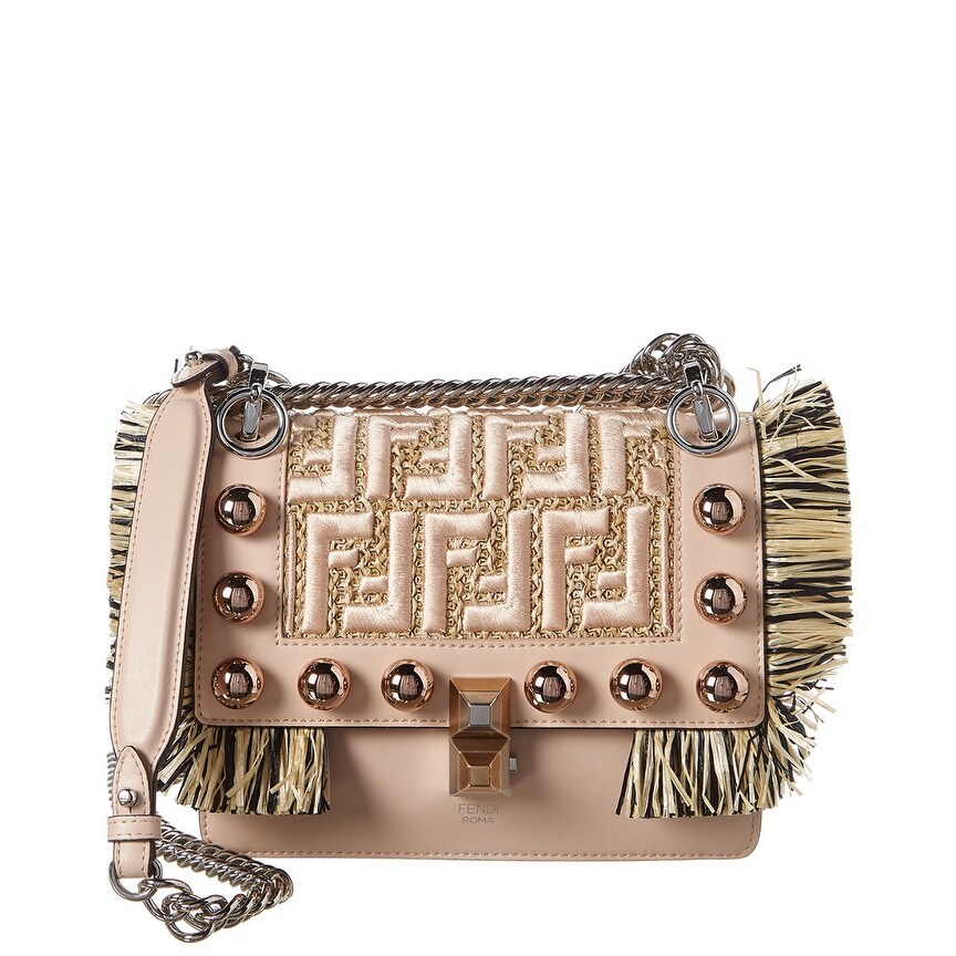 Shop Fendi Kan I F Logo Tassel Trim Leather Shoulder Bag On Sale Overstock 30771416