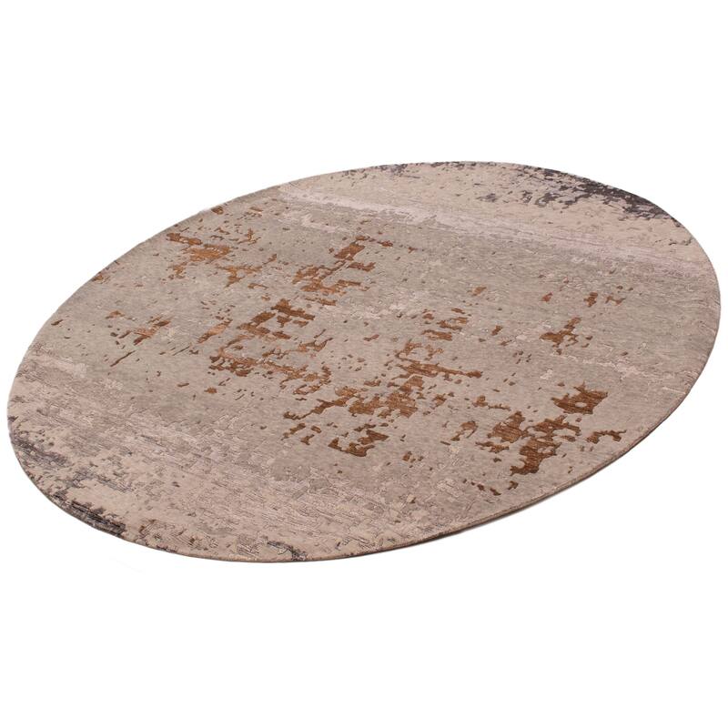 ECARPETGALLERY Hand-knotted Alma Grey Silk, Wool Rug - 7'10 x 7'10