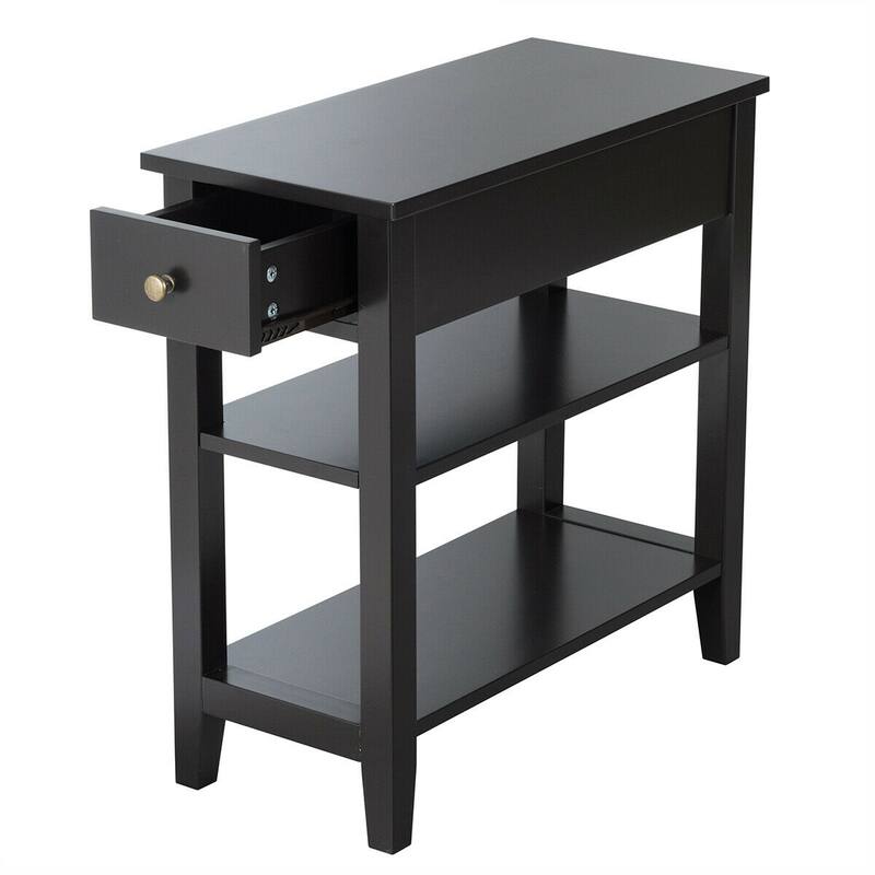 Gymax Set of 2 3-Tier Nightstand Bedside Side End Table w/Double