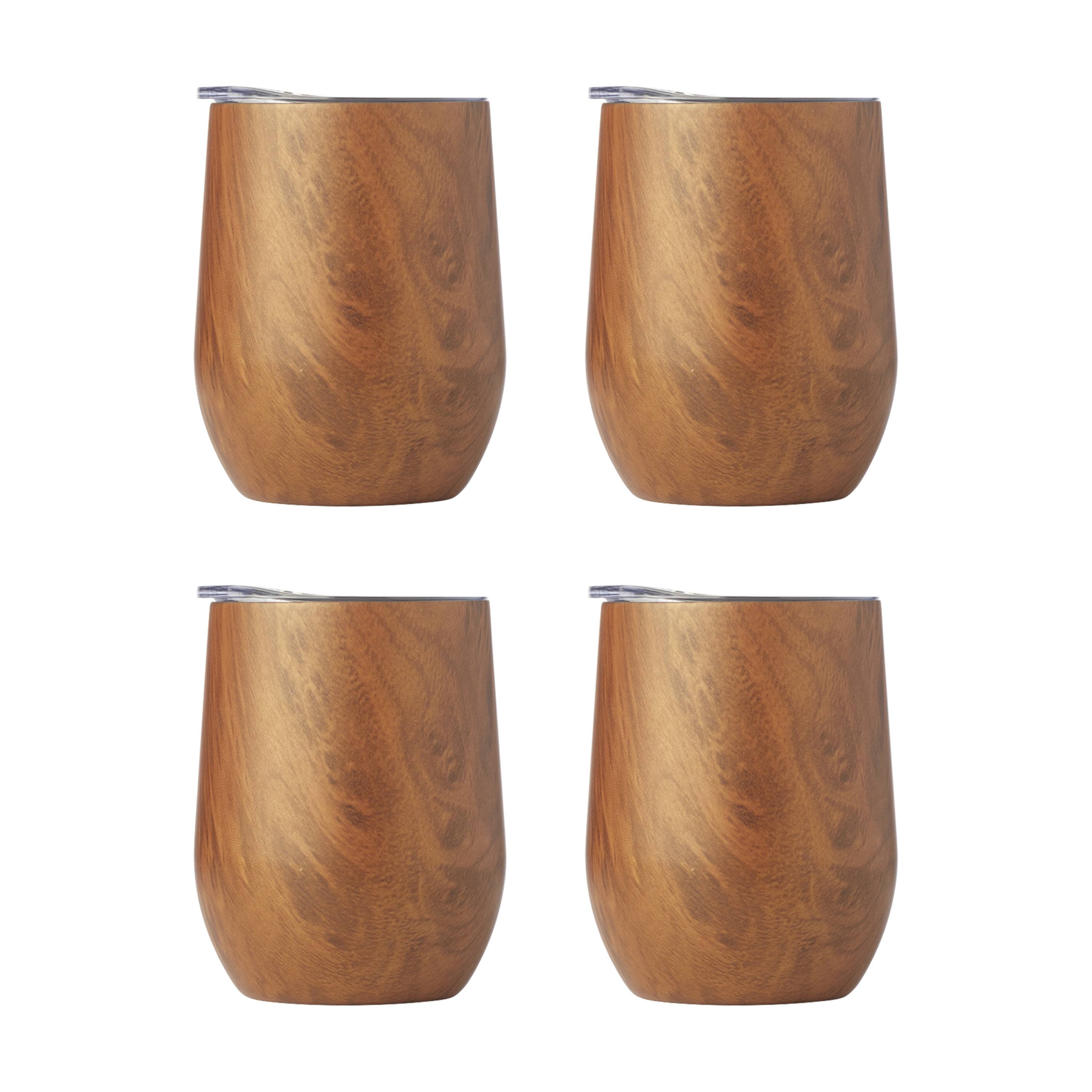 Cambridge 12 Oz Wood Insulated Wine Tumblers, Set Of 4