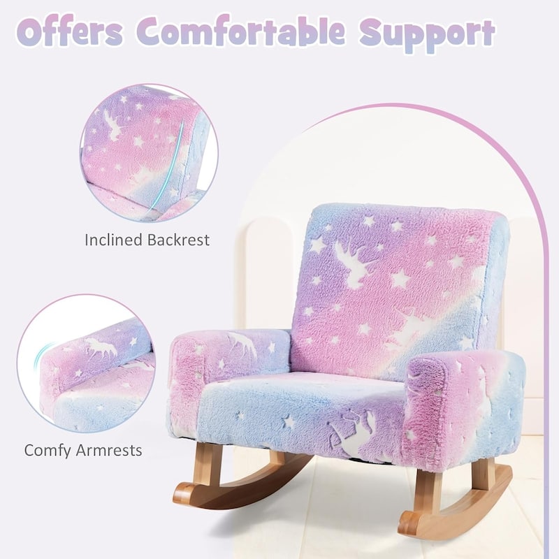 Rocking Chair Upholstered Flannel Children's Sofa w/Comfy Backrest
