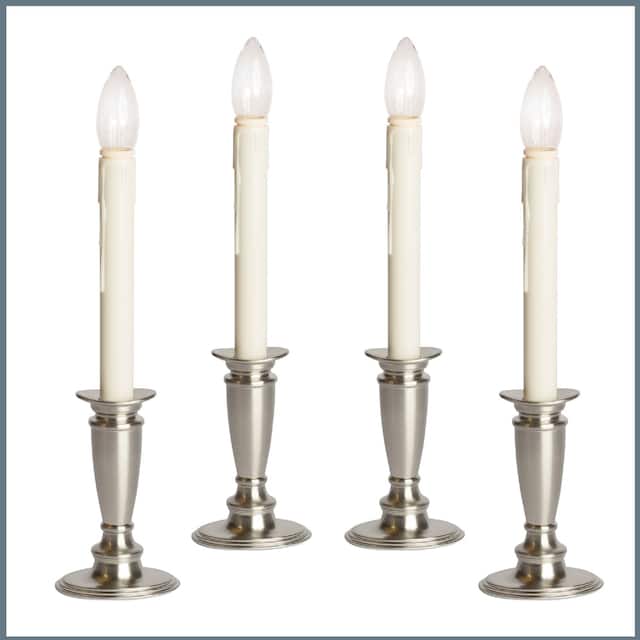 Battery Operated Bi-Directional LED Adjustable Base Candle 4-pack - Grey